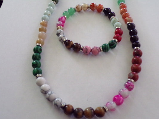 7 Chakra Necklace and Bracelet set