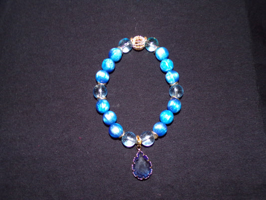 Blue/Gold Bracelet with Charm