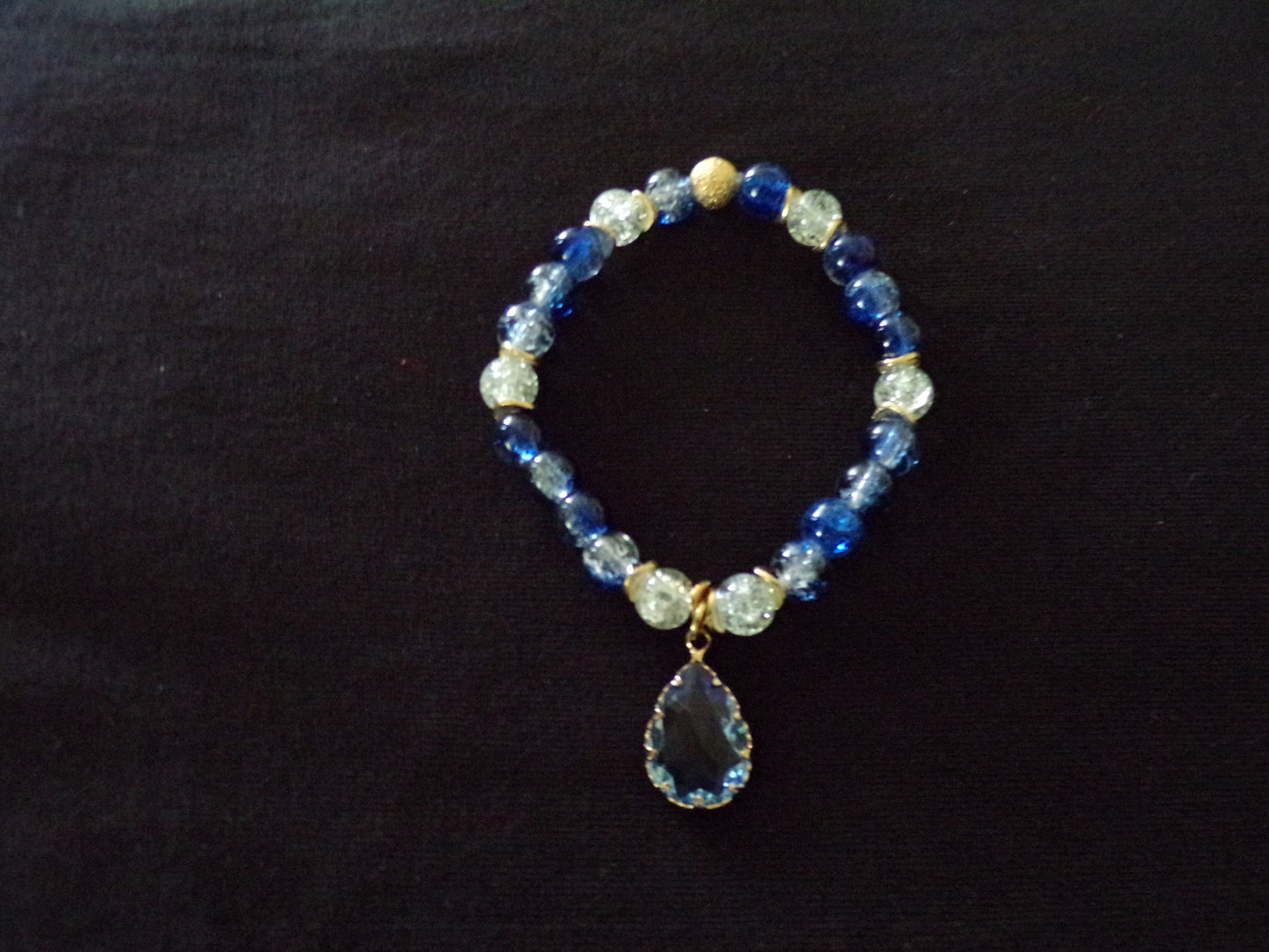 Blue/White/Gold Bracelet with Charm