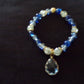 Blue/White/Gold Bracelet with Charm