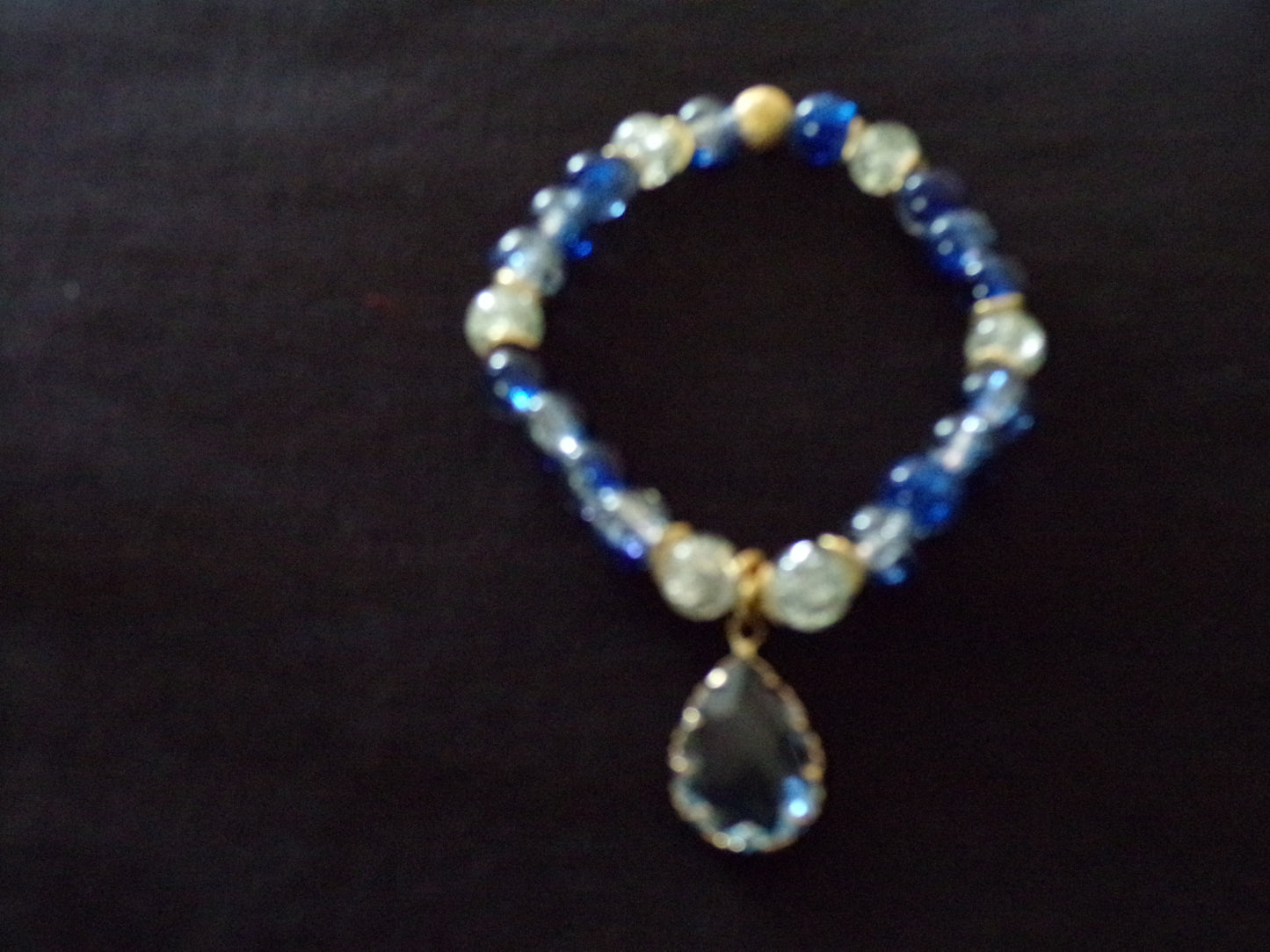 Blue/White/Gold Bracelet with Charm