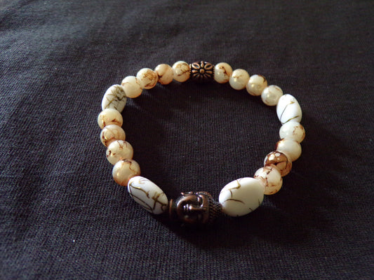 Cream Bracelet with Buddha charm