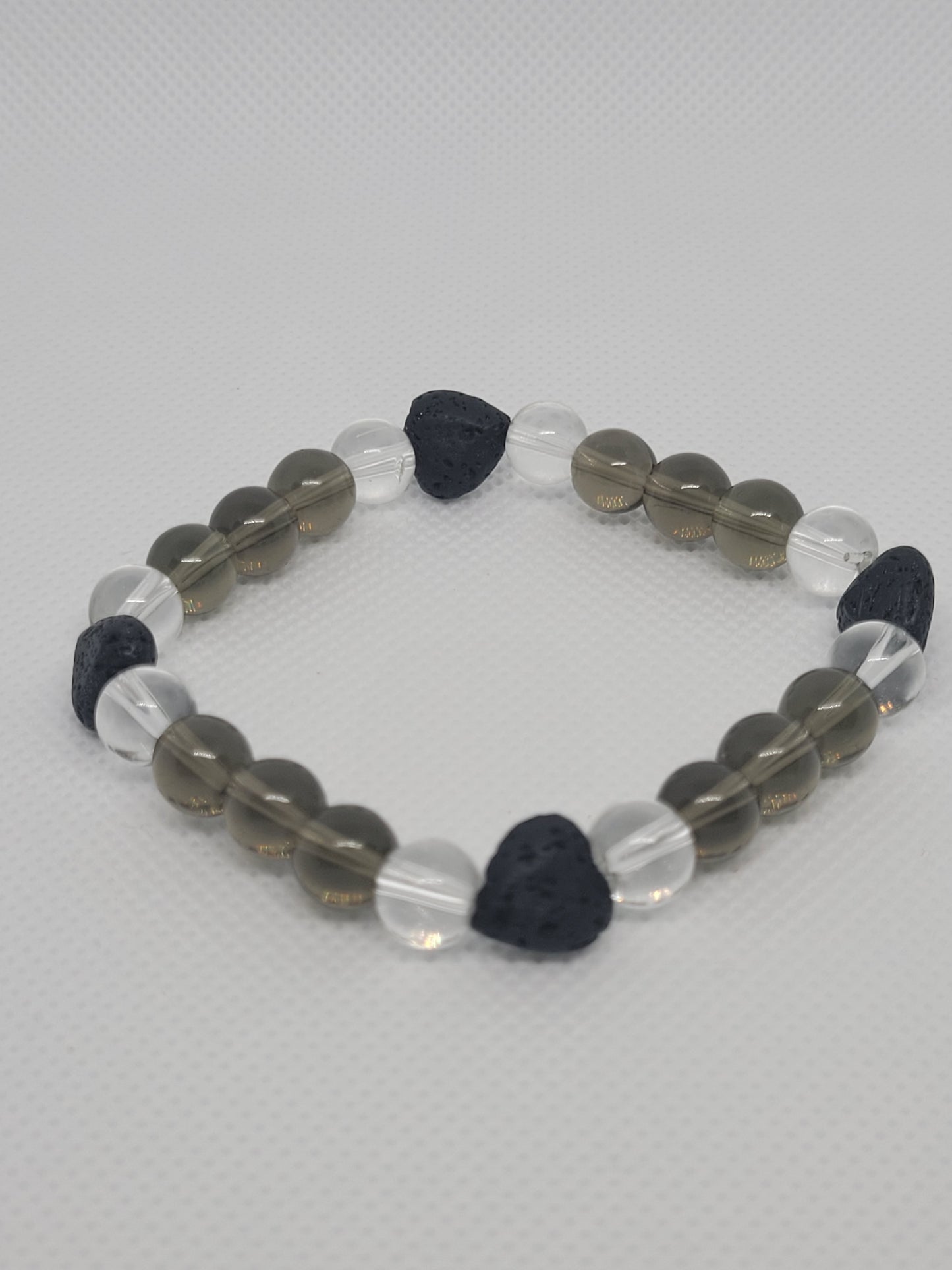 Black/White Bracelet with Lava Hearts