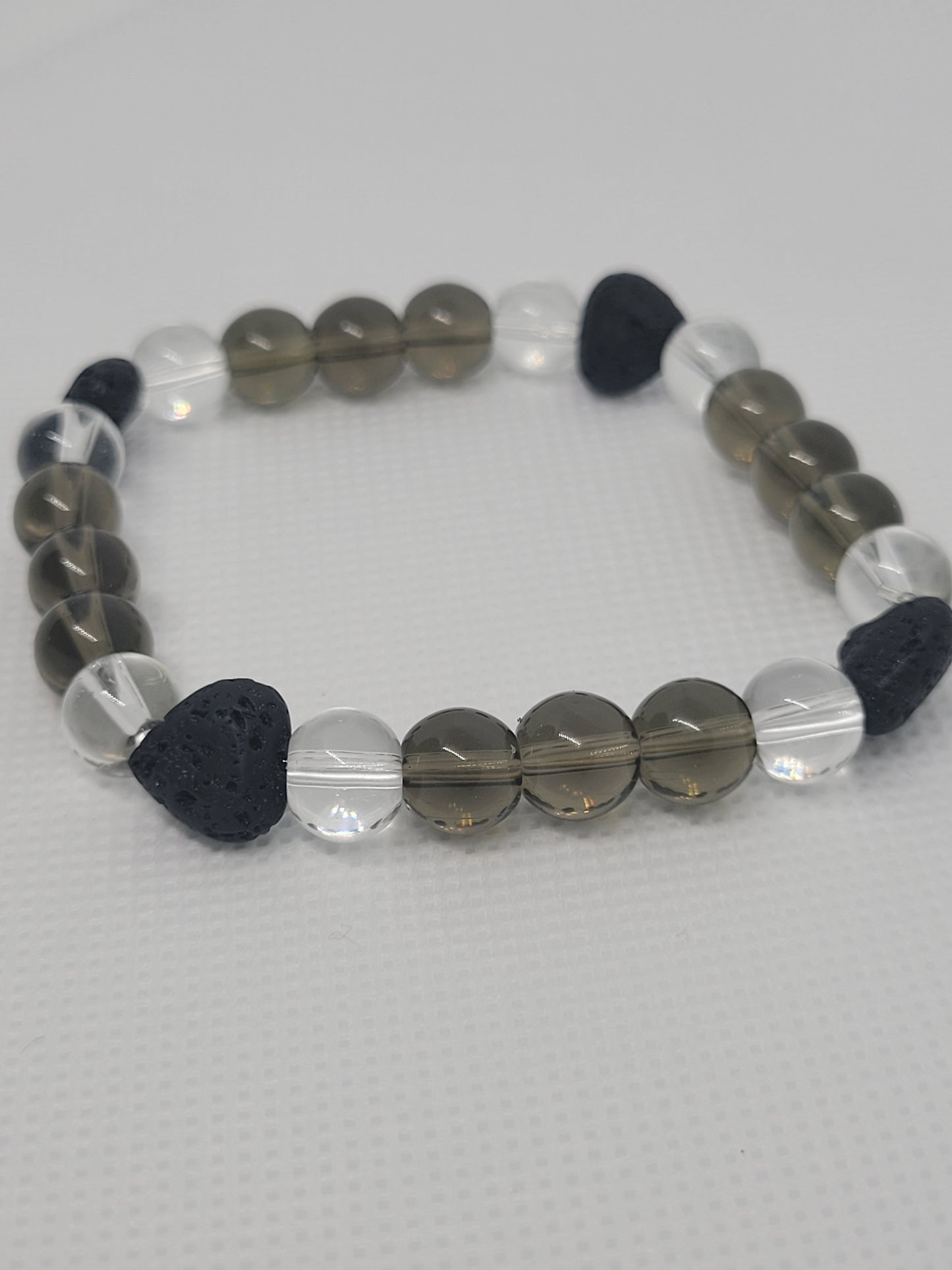 Black/White Bracelet with Lava Hearts