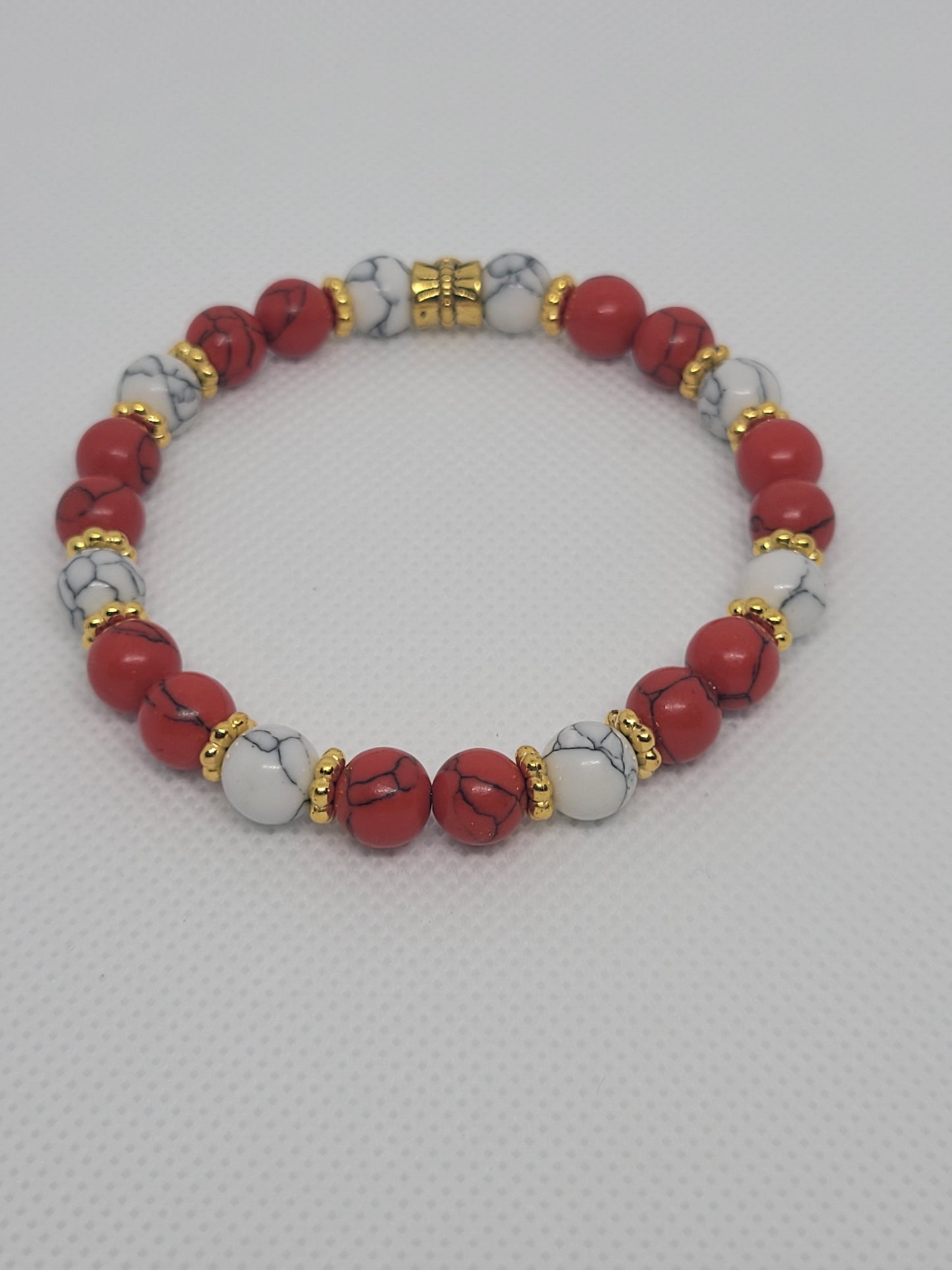 Red/White Magnesite Bracelet