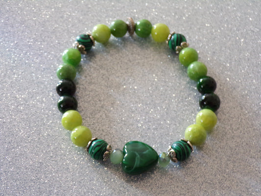 Green bracelet with heart