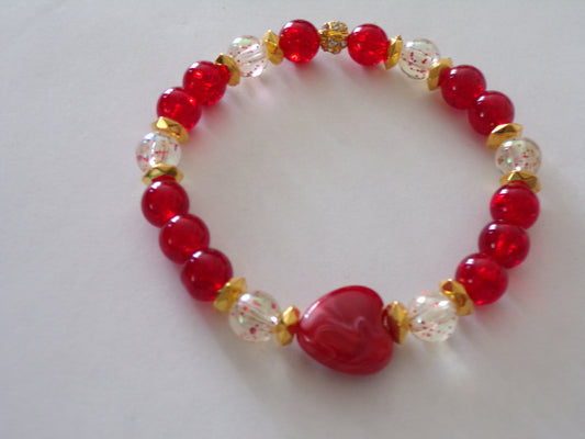 Red/gold bracelet with heart