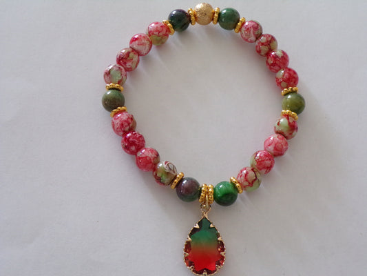 Red Imperial Jasper bracelet with charm